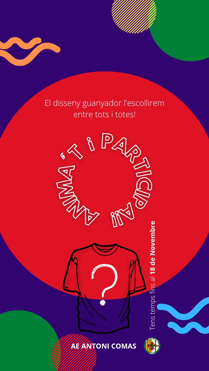aeantonicomas's tweet photo. Hola família!
Com moltes ja sabeu, aquest any l'Agrupament fa 40 anys!!🎂
Per aquest motiu, hem engegat un concurs de disseny de la samarreta dels 40 anys!

Us animem a tots i totes a participar!! Estem esperant veure els vostres superdissenys!! 💚❤️

#somantonicomas https://t.co/VnJDM5gK12
