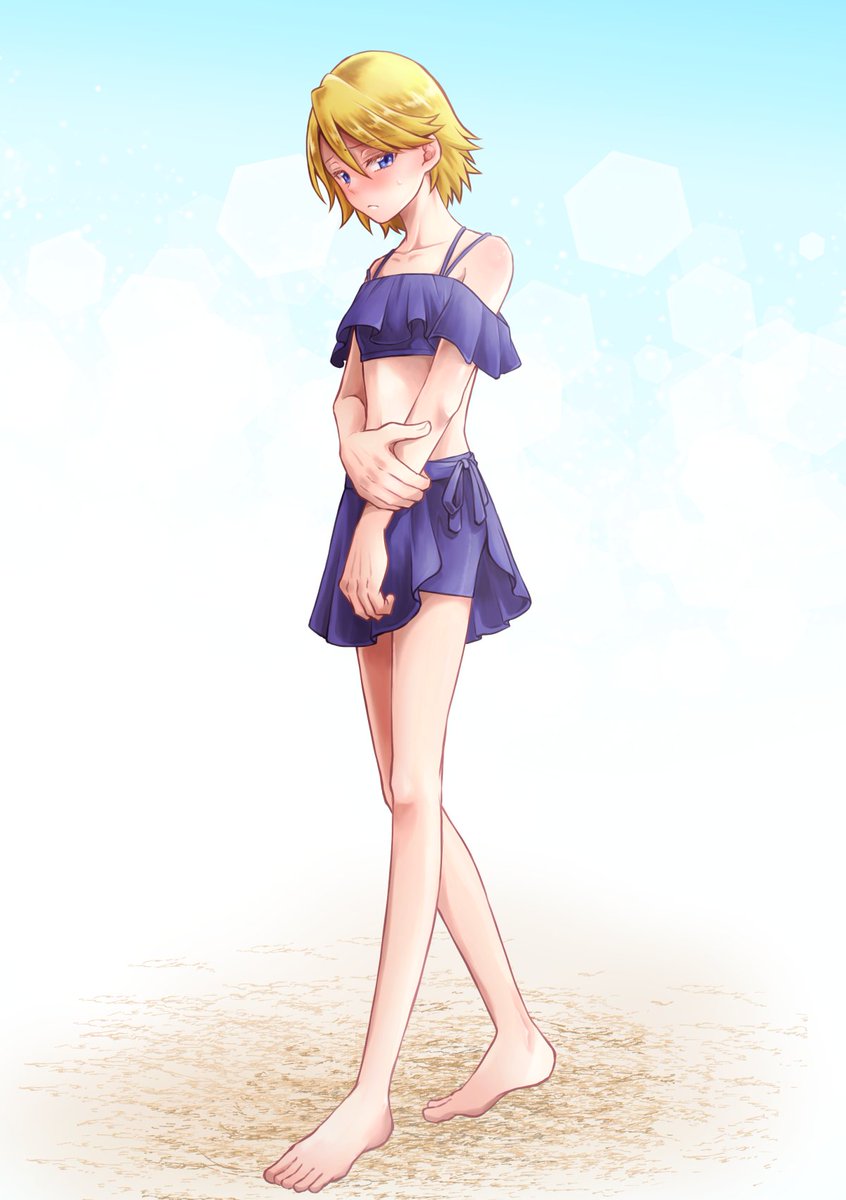 恥じらうのも開き直るのもどっちも良すぎて選べなかったので両方描いた。ほんのり暖色サンド🧡💙💛 https://t.co/84NPL4bgNB 