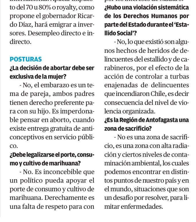 supernova_2020's tweet photo. Buenos días!☀️ comparto entrevista de respuestas rápidas, públicada por el Diario El Mercurio de Antofagasta, sobre temas de inmigración, estallido delictual, impuestos a la minería, sistema de salud.
#Distrito3 #Diputada #Ruz #KastPresidente2022 #TongoContraKast #FelizDomingo https://t.co/02ijjS5cqv