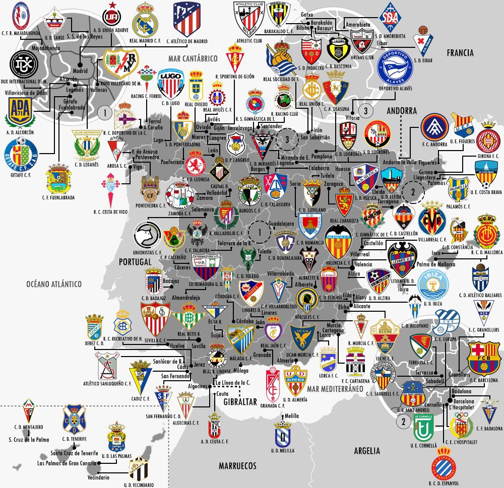 Spanish League Clubs Map 2013-14 La Liga Stock Vector