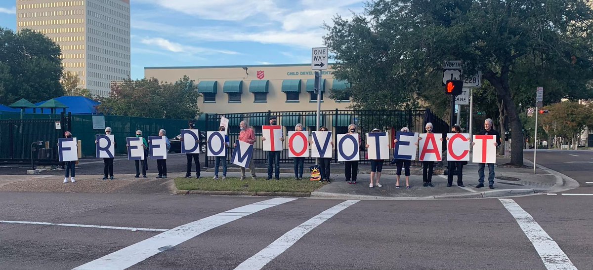 Encouraging to see this downtown voting rights demonstration from the other day. Our democracy is fragile. It rests on the losing side accepting the will of the voters and trying again next time. If we lose that, we go the way of authoritarian states. #VotingRights