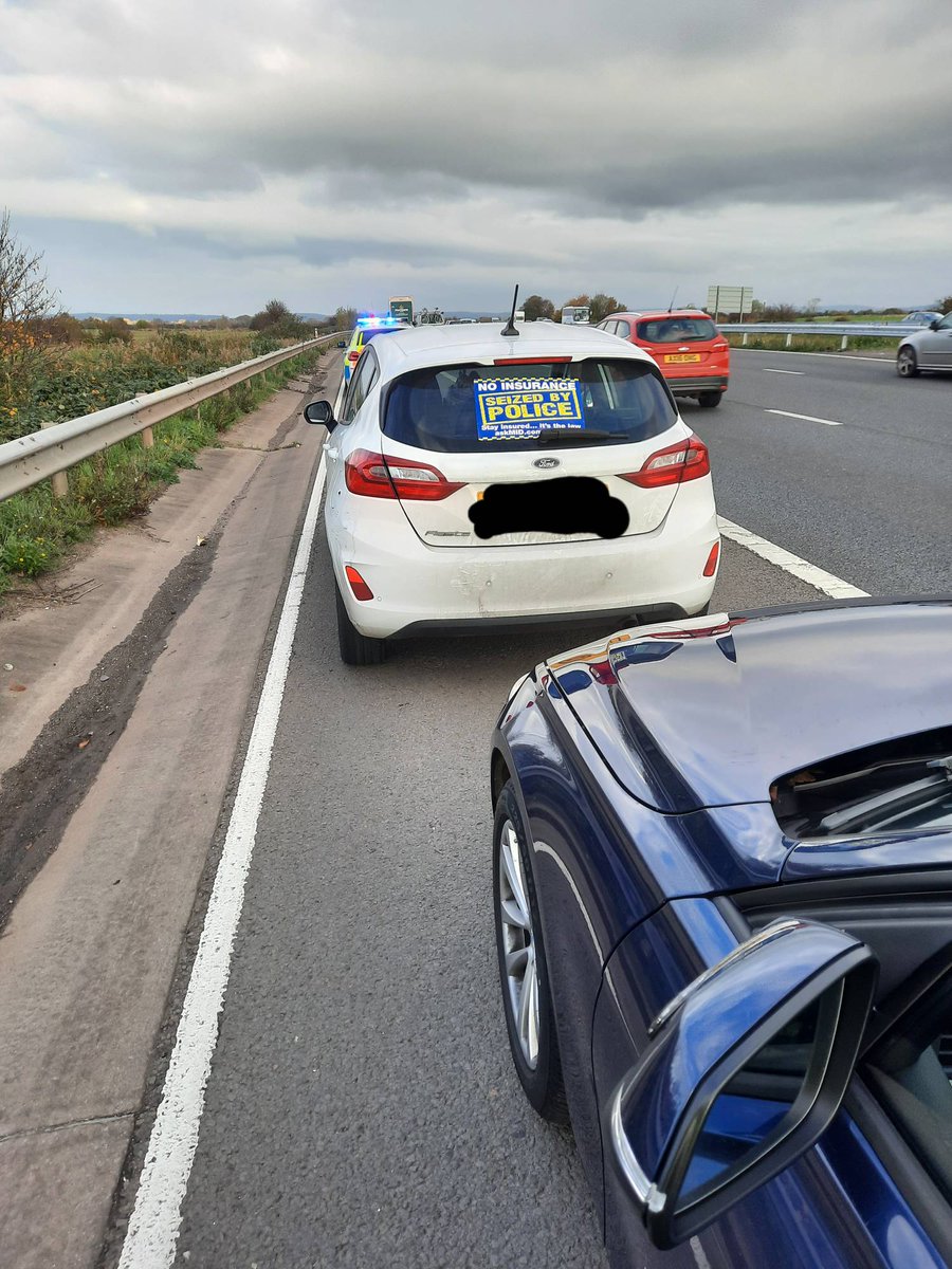 ASPRoadSafety's tweet photo. #driveinsured Continues with this vehicle stopped for speeding at over 100mph on the M5 near WESTON SUPER MARE this morning by our #OT43.
Checks showed not insured. #165a #seized
#fatal5 https://t.co/B2I1hap1oX