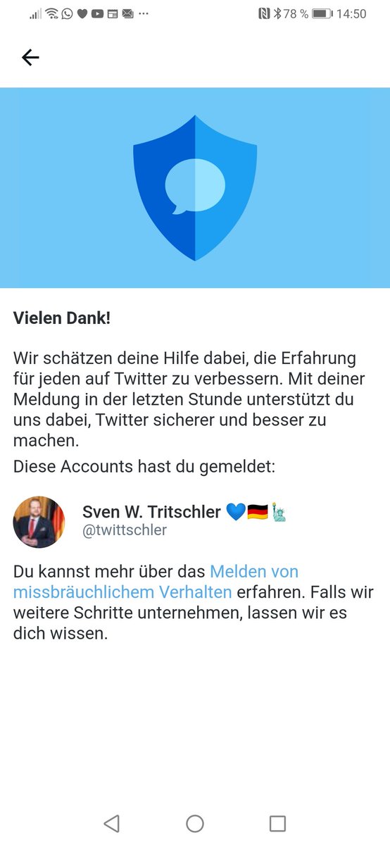 ClaireLaaffat's tweet photo. Ich habe ihn gemeldet wg des Steinmeier-Retweets mit angemaltem Hitler-Bart. Aber man könnte jeden einzelnen seiner Tweets melden. Yalla! Vllt nützt es was.
#NetzDSG #ÜbleNachrede #Volksverhetzung https://t.co/YgpuWSh9k4