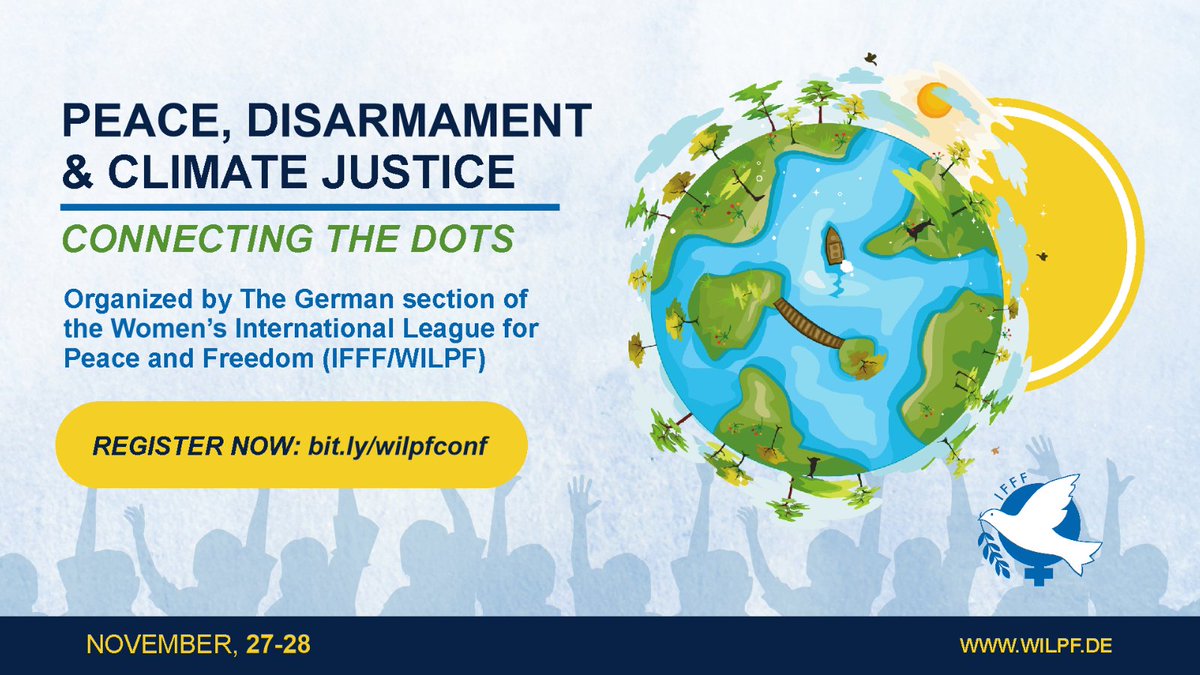 IFFF_WILPF's tweet photo. It is time to #connectforchange !
As peace and climate activists we work for the same goal: a peaceful, just, and healthy planet. Join our conference on peace, disarmament and climate justice under:  https://t.co/cBSZgBQL3N
We are looking forward to an inspiring weekend with you! https://t.co/S5QhhtlJLb