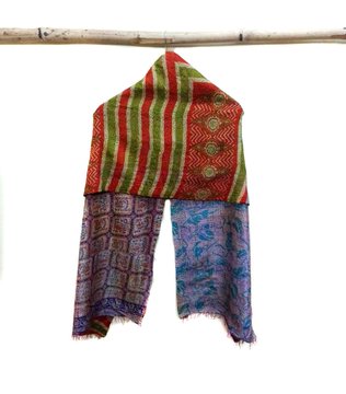 Silk Kantha Scarf Vintage Neck Wrap Stole Dupatta Hand Quilted Women Bandanas  KI07
