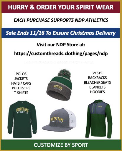 NDP_BoysSoccer's tweet photo. Please support NDP Athletics by purchasing SPIRIT WEAR. Order by 11/16 to receive by Christmas. Order here: https://t.co/6AchIfWmMO #Faith #Serve #Scholars #IrishPride #31programsONEteam https://t.co/VEK80eSfhy