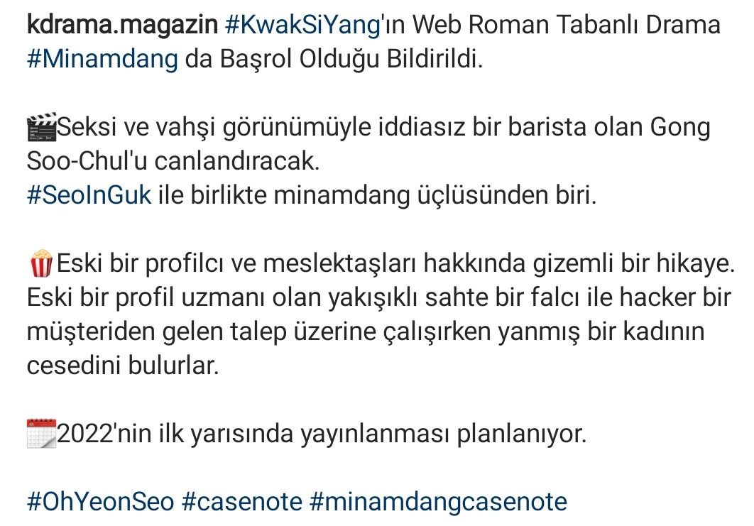 kdrama_magazin's tweet photo. #KwakSiYang'ın Web Roman Tabanlı Drama #Minamdang da Başrol Olduğu Bildirildi.
#SeoInGuk #OhYeonSeo #casenote #minamdangcasenote https://t.co/IzKAiABa52