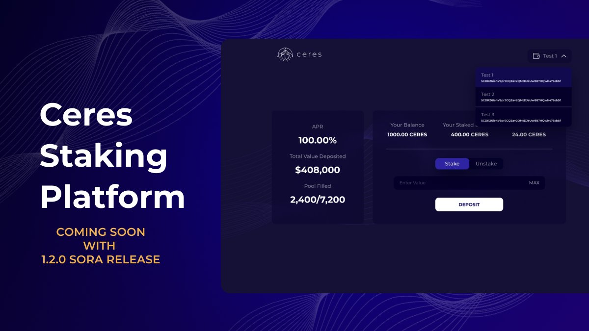 Ceres staking is almost here! 🔜🧝‍♀️

#polkadot #sora #pswap #ceres #trypolkaswap