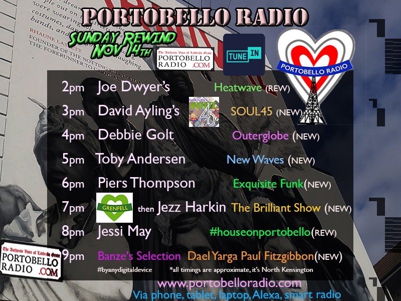 PortobelloRadio's tweet photo. #SundayRewind on https://t.co/wXQxYrqeHT with a top selection of sets #b2b frm #JasonNixon @Dkayling #Soul45 Debbie @outerglobe #TobyAnderson #Curiosity @piersthompson 7pm 💚 @JezzHarkin #JessiMay #Banze playing #global #soul #reggae #funk #indie #80s #Techno #electronica https://t.co/XItm4HcaPs