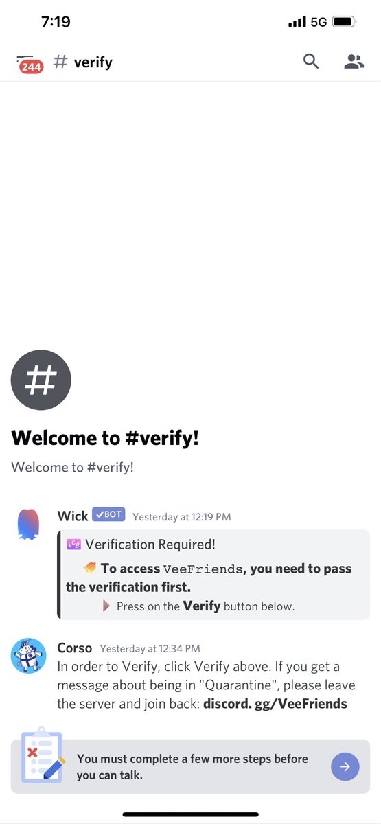 TOrlando_'s tweet photo. @veefriends @garyvee I still can’t figure out how to get on the discord. won’t allow me click on anything https://t.co/kS05levv3J
