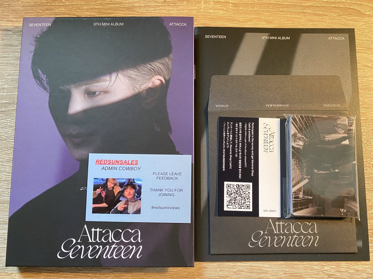 redsunsales's tweet photo. 🤠 I have some spares of the carat version seventeen Attacca albums (woozi and the8) they come with the member specific pcs only. £11 each.
I also have a carat version Dino (142) pc as it is a dupe it is £6.
Postage not included https://t.co/JdHD893tKA