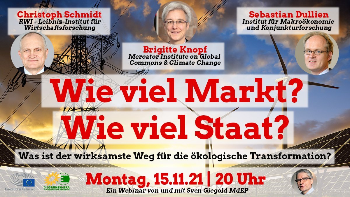 BrigitteKnopf's tweet photo. Wieviel Markt? Wieviel Staat? Ich freue mich auf die Diskussion mit Christoph Schmidt @RWI_Leibniz und @SDullien @IMKFlash zur Frage: Was ist der wirksamste Weg für die ökologische Transformation? Webinar am Montag von @sven_giegold 
https://t.co/RVNJBw13Cl @MCC_Berlin https://t.co/S95SfGgGDE