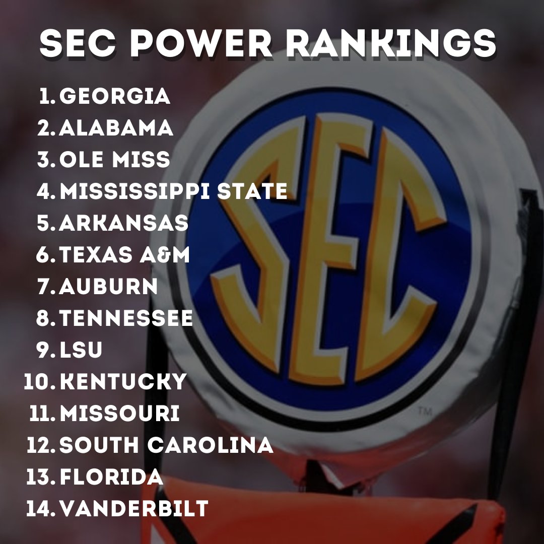 BarrettSallee's tweet photo. SEC power rankings after Week 11 https://t.co/t6XPbdGbPS