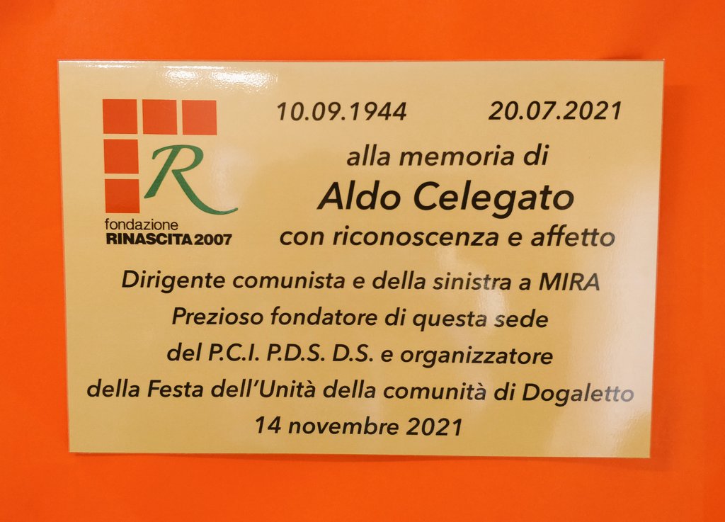 FR2007venezia's tweet photo. Oggi abbiamo ricordato #aldo #Celegato a #Dogaletto #Mira. La sua storia, la sua militanza, la sua presenza.
#100anniPCI https://t.co/4dbASnJcGP