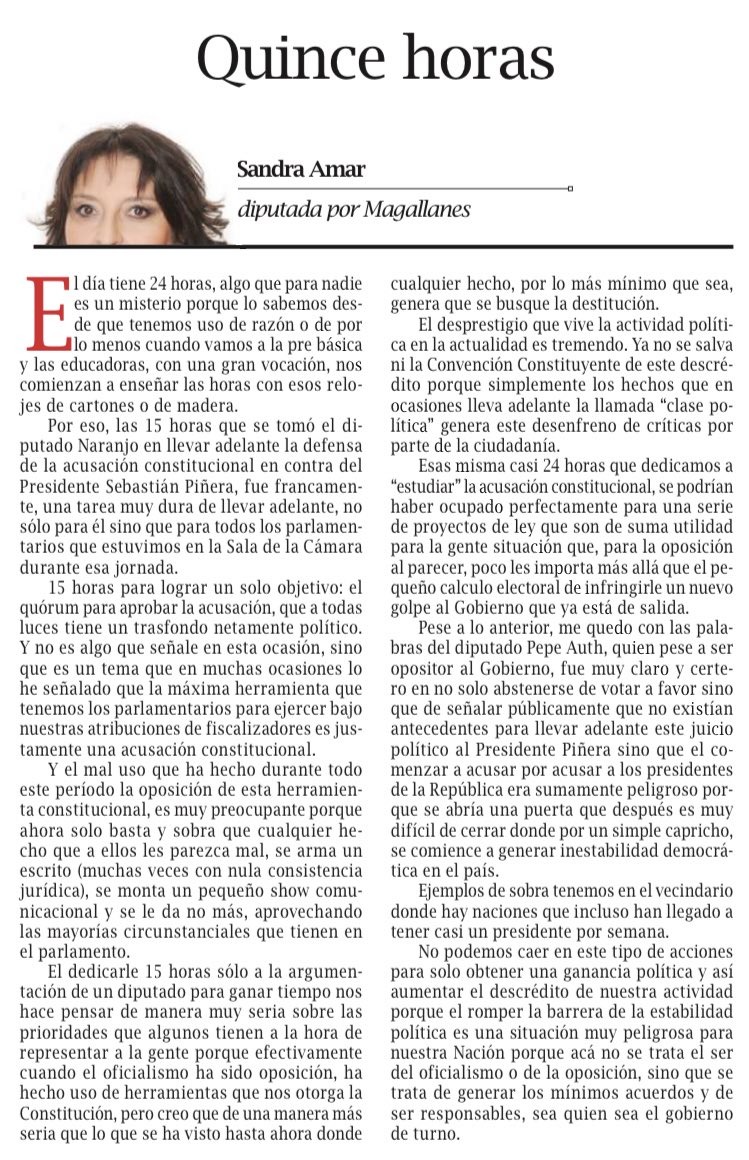 🟡🔵Muy feliz domingo‼️Les dejo mi columna de <a href="/pinguinodiario/">Pingüino Multimedia</a> donde me refiero a las casi 24 horas (15 de la cuales fueron solo para escuchar a un parlamentario) en la acusación constitucional. #AmarSenadora #AmarPorMagallanes #Magallanes #puq