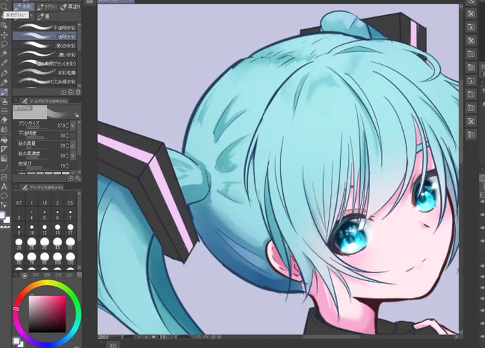 ただの初音ミク描いてる 