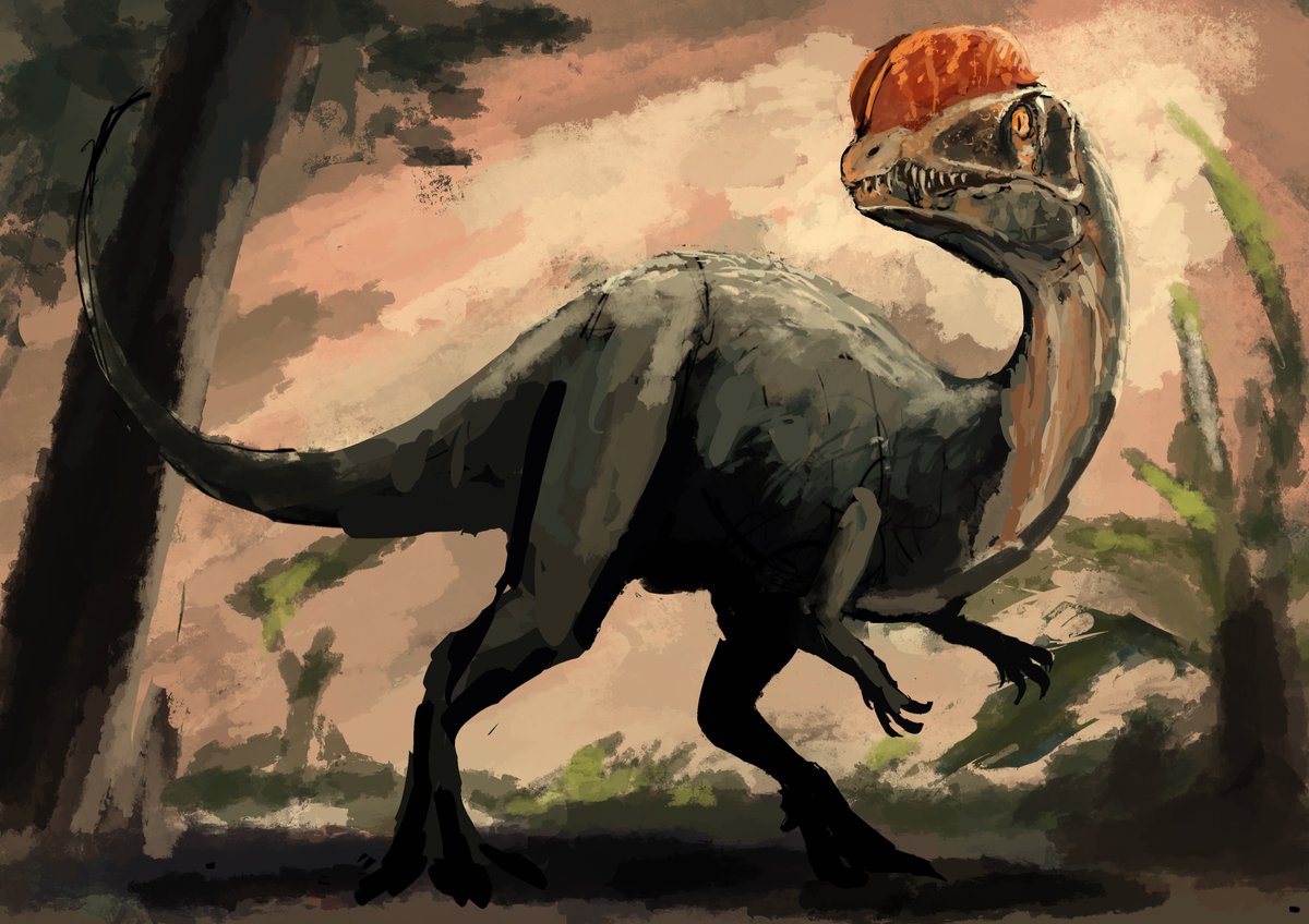 色の練習とディロフォサウルス Re Kunaのイラスト