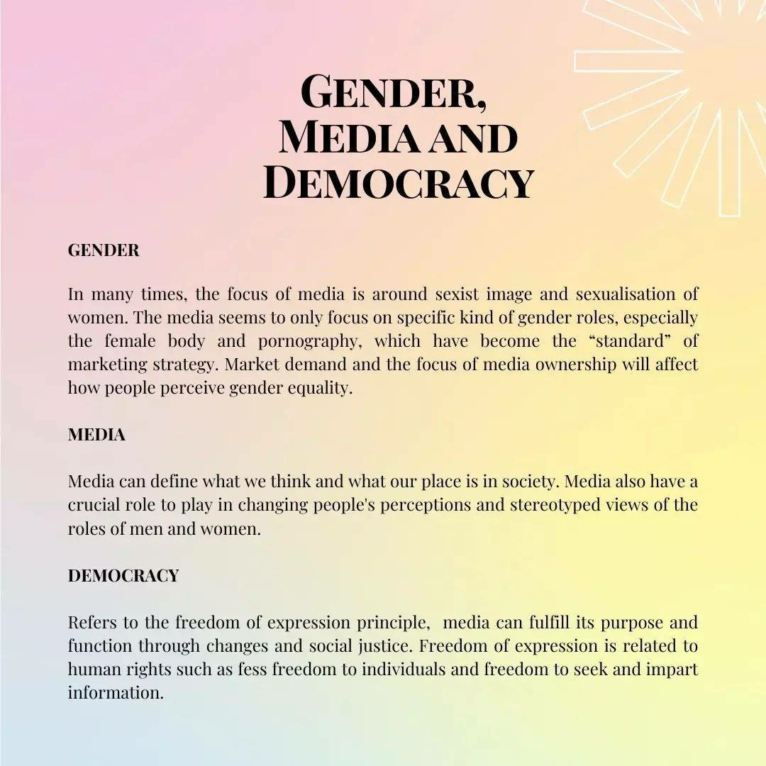 titleofsociety's tweet photo. [Media and Women's Image]

Me, you, media, and gender are a connected and mutually influencing entity.

#titleofsociety
#genderaquality
#democracy https://t.co/eh3Wmo8xez