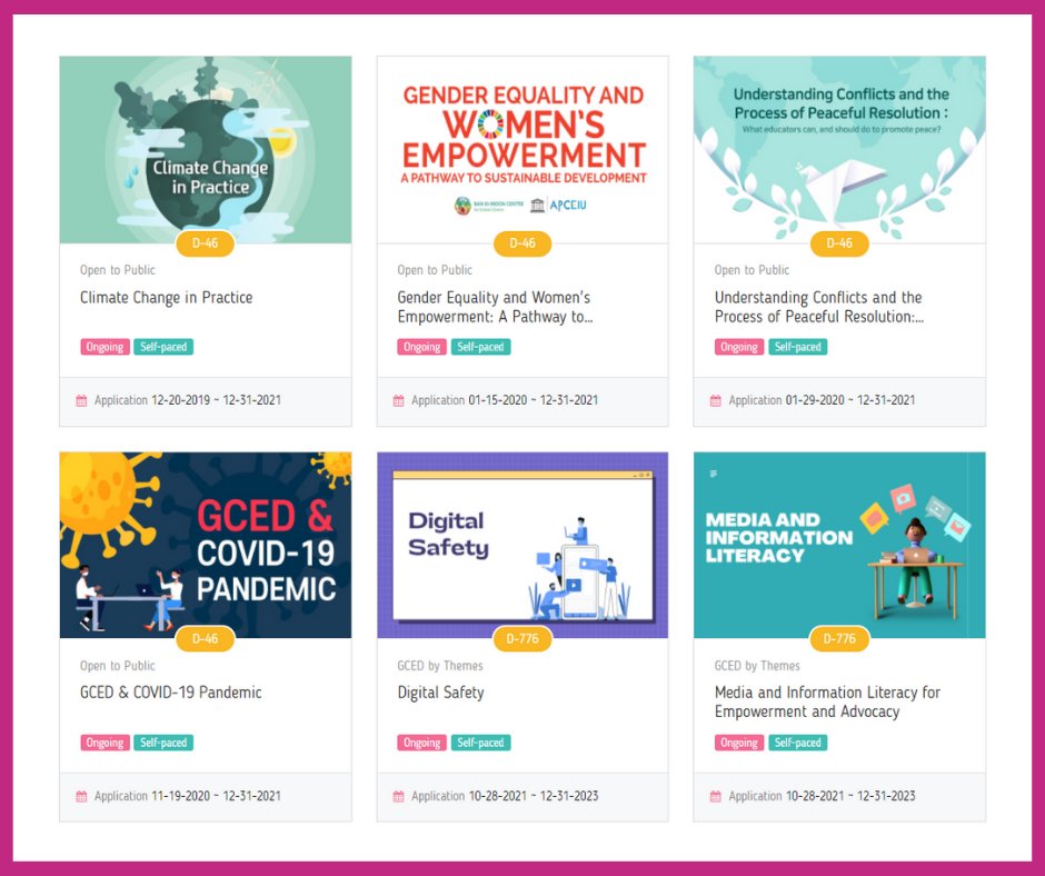 GCEDSyndicate's tweet photo. @gcedonline - Your #GCED learning playground! 🎲🖥️

Check out these 12 free and open online courses that will enhance your GCED knowledge and applications in your #GCEDaction!
Visit https://t.co/cQcb0WRVfk today! 🙌

#GCEDambassadors #DCEDsyndicate #Target47 #GCEDonlineCampus https://t.co/Lzw9cmVDjj