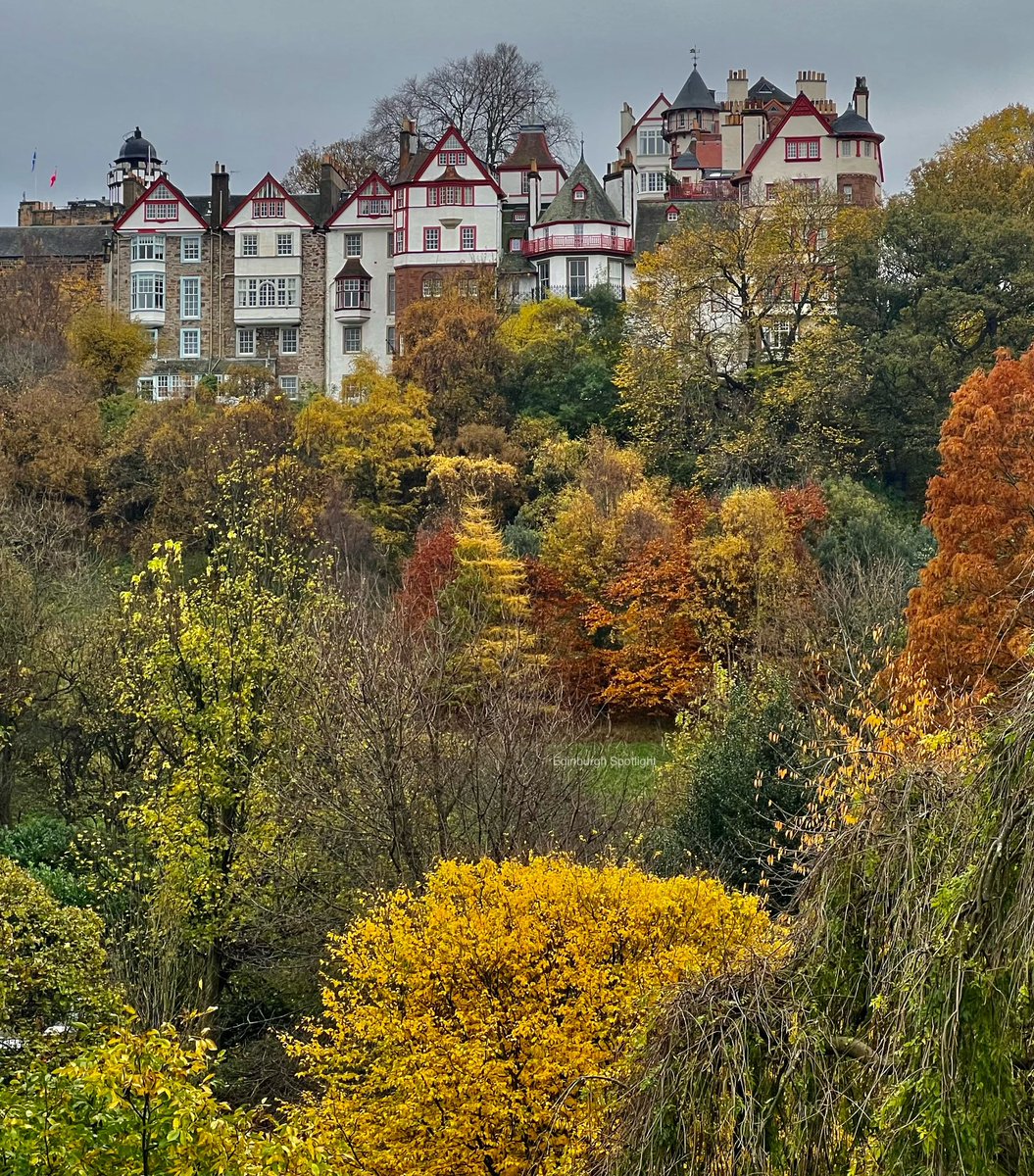 Autumn colours below Ramsay Garden today 🍂 #Edinburgh