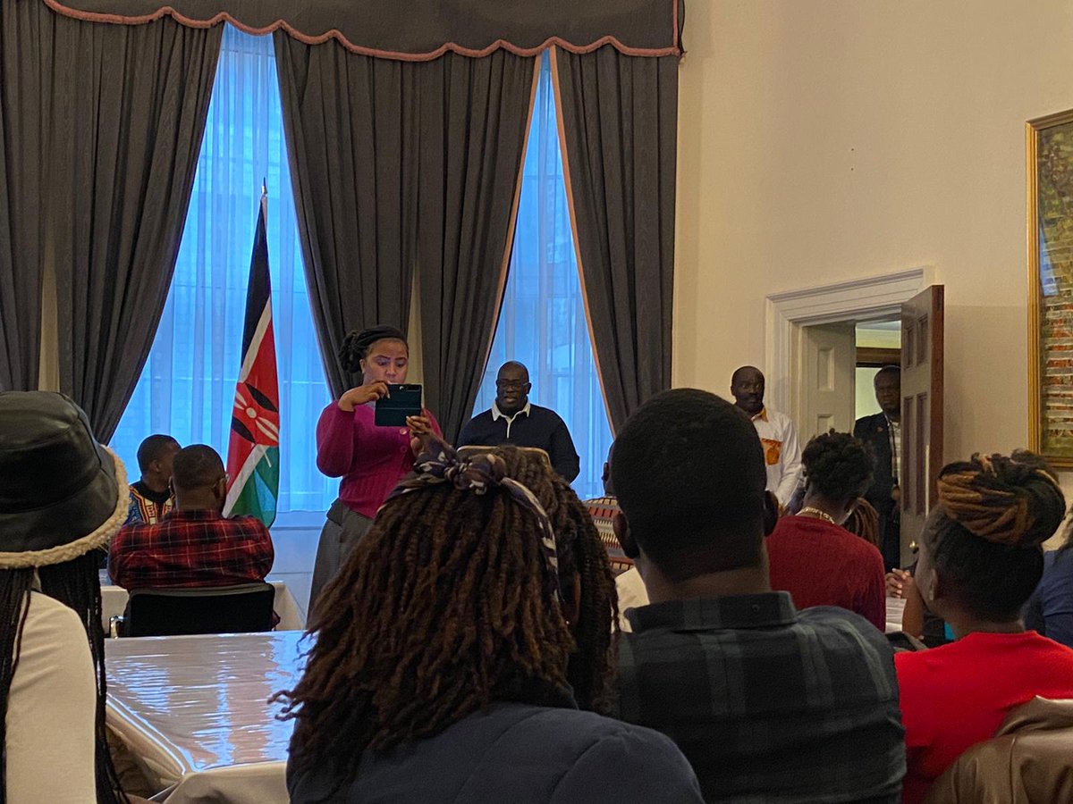 Mercycaeny's tweet photo. At The Kenya High Commission in London, it is always a pleasure to engage with passionate young people in Kenya/Africa. Thank you H.E Mr Manoah Esipisu for hosting us. https://t.co/o1qgRkRHjs