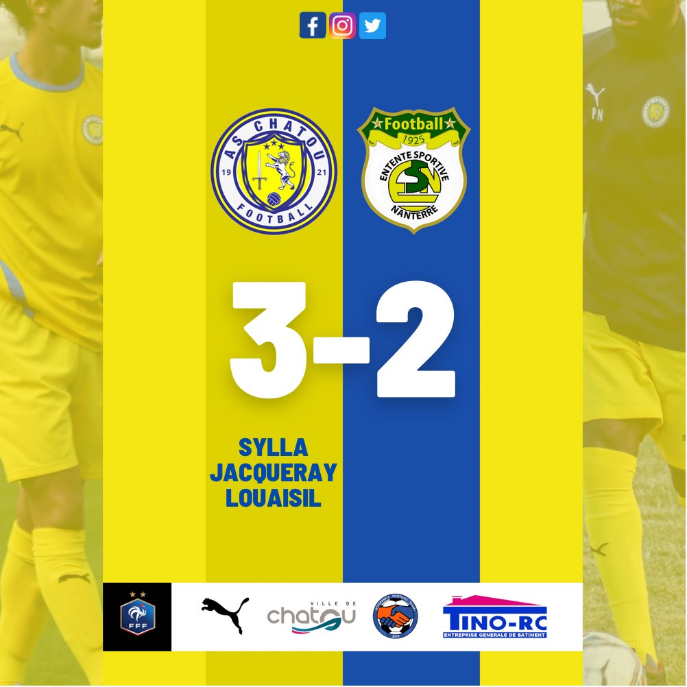 chatouas's tweet photo. ILS L’ONT FAIT !
Chatou se qualifie contre un Nanterre très sérieux, merci à tous pour l’ambiance 🤝⚽️
💛💙 #AllezChatou #ASCESN https://t.co/GsAdrtEMHG