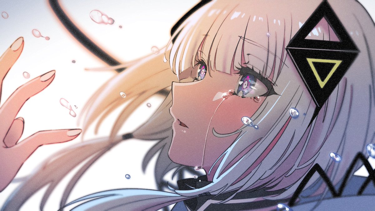 1girl solo bangs tears white hair crying parted lips  illustration images