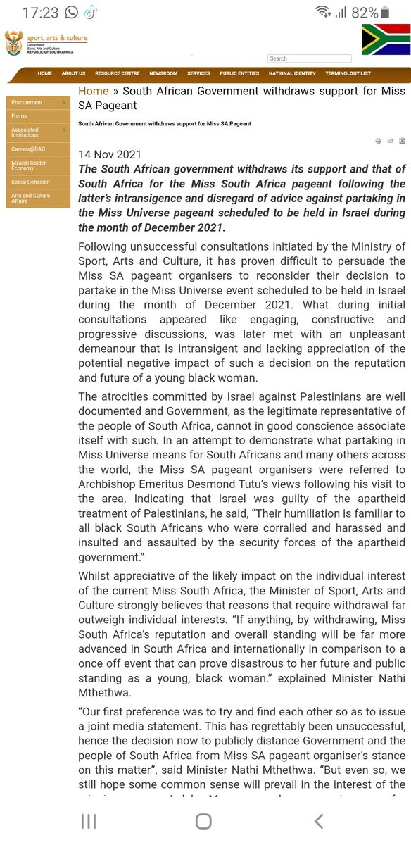 FrancescaJaneV's tweet photo. @Official_MissSA what is your comment on the gov withdrawing its support for the pageant in Israel ? https://t.co/QmtfWV536R