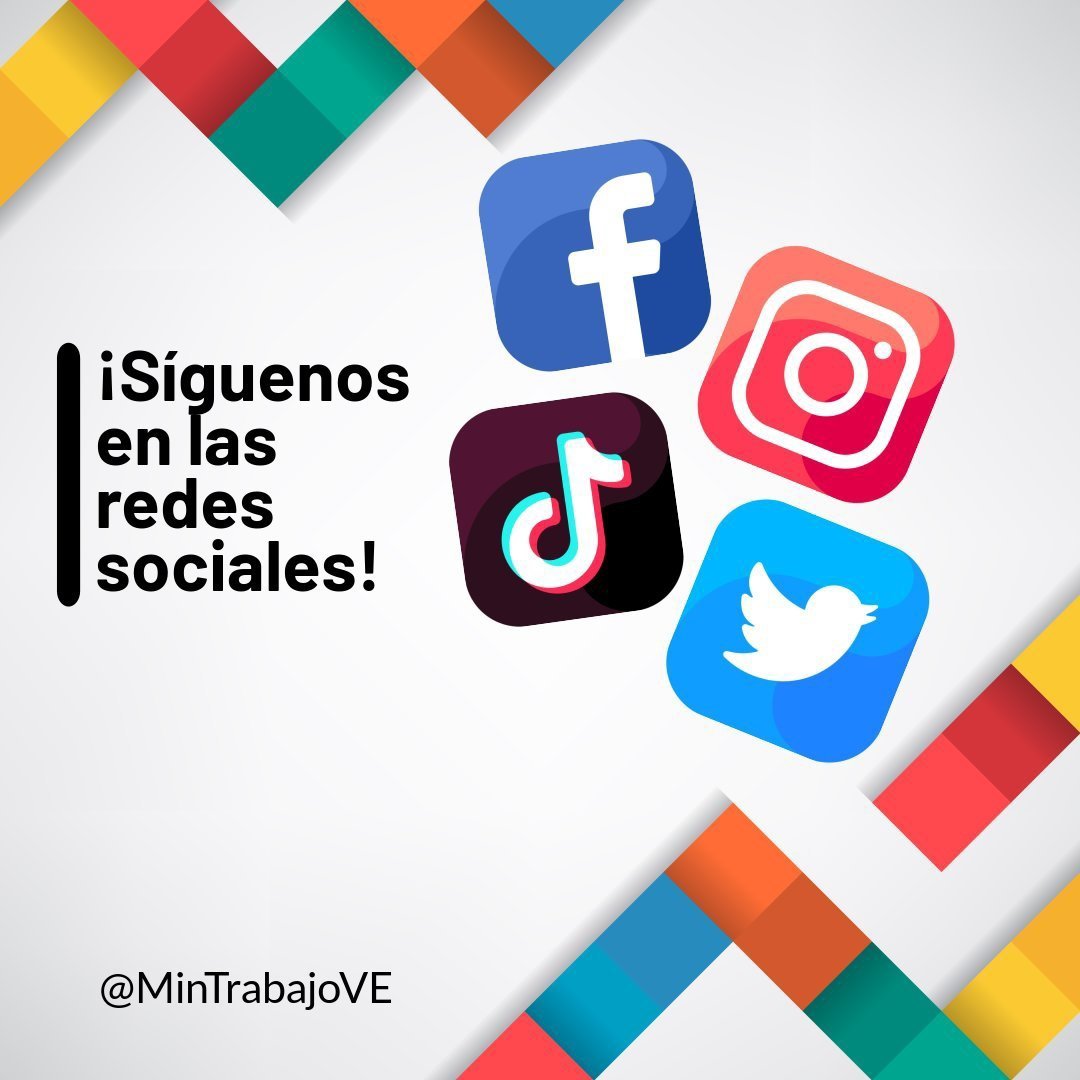 Síguenos e interactúa en nuestras redes sociales como <a href="/MinTrabajoVE/">Ministerio del PP para el Proceso Socia de Trabajo</a>  para mantenerte informado de las noticias más relevantes del mundo del trabajo ✌️📲.

@min_joserivero
