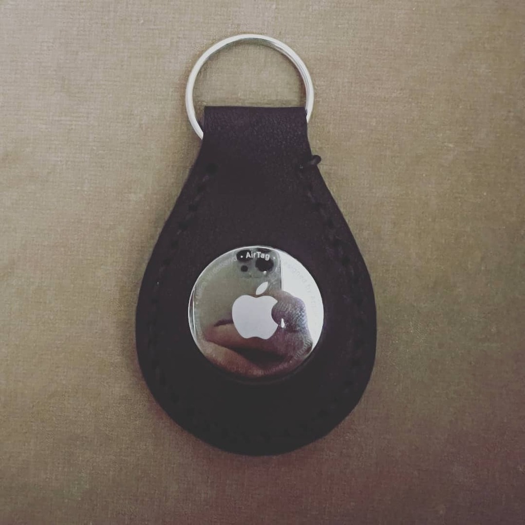 Mr_McGrady's tweet photo. Khaled saw the possibilities with camel leather and came up with this. I think he is on to something. Hand stitched and lasercut #airtag #acslearns #NESArts https://t.co/01n0nCOcmf