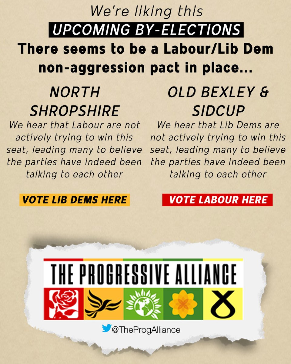 TheProgAlliance's tweet photo. Tories engulfed by sleaze and incompetence... the Lib Dem and Labour leaderships are seemingly now talking constructively to each other... for those of us old enough to remember, where have we seen this before?

#GTTO #NonAggressionPact #ProgressiveAlliance https://t.co/zg7NkSs593