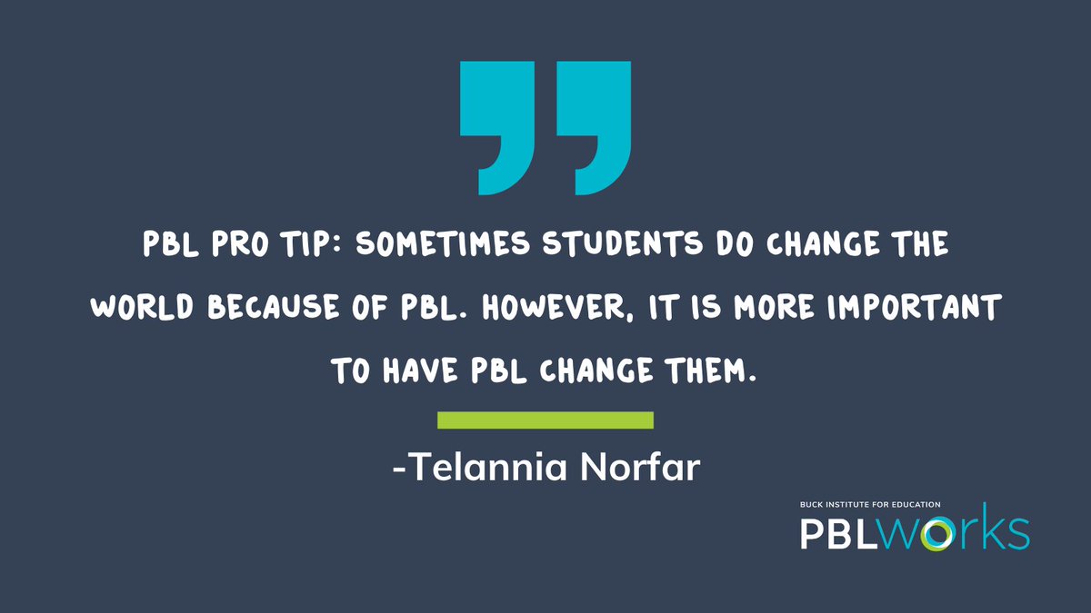 We asked our team of PBL experts to share their wisdom. What #PBLprotips would you offer?

Here's one from @thnorfar 

#PBL #teachertwitter #edutwitter