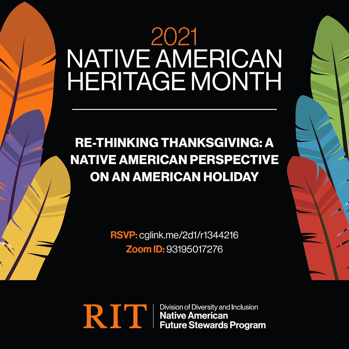 Stop by the Bamboo Rooms (campus center 2610/2650) TOMORROW, November 15th from 6:00PM-7:30PM for a Re-thinking Thanksgiving lecture led by our Minett Professor Perry Ground! This event will also be streamed on Zoom. 

We hope to see you there 💜