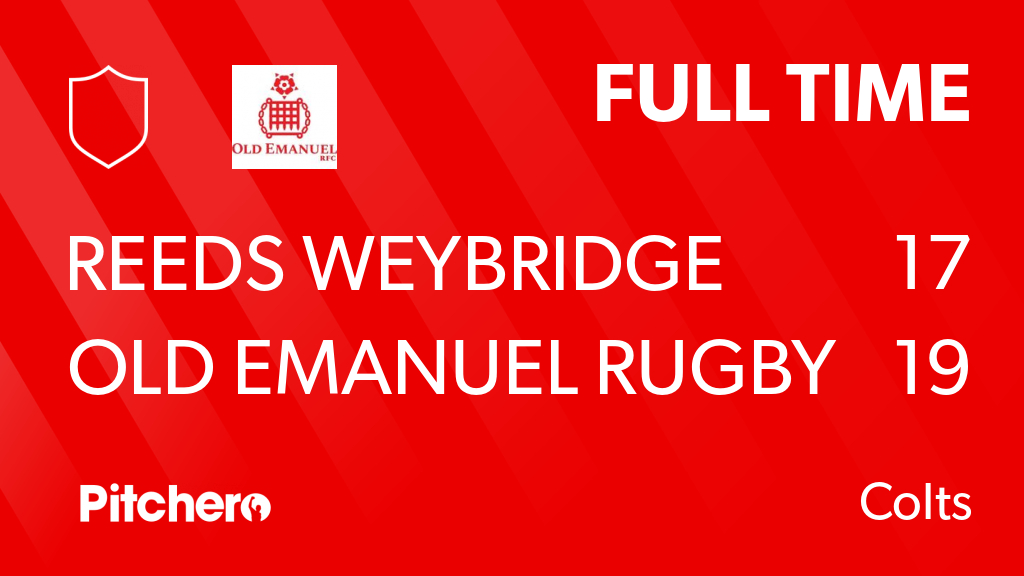 OldEmanuelRFC's tweet photo. FULL TIME: Reeds Weybridge 17 - 19 Old Emanuel Rugby Football Club
#REEOLD #Pitchero
https://t.co/HRfFw4v51J https://t.co/13RjSPwfhZ