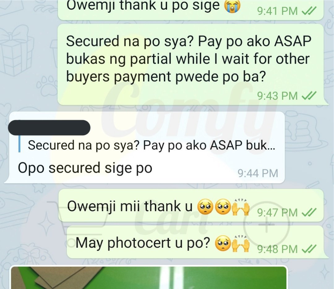 comfy_cart's tweet photo. Proof of transaction. Will pay partial na po tomorrow with my money sa nakakapagpay na po agad, will give 5-10 php voucher that u may use sa next transaction po natin~ I know it's not that much po pero if the voucher piles up, u may use it to pay for half #Comfy_PROOF https://t.co/3yIkZ93IbR