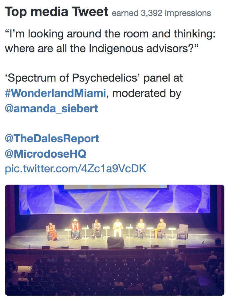 Unsurprisingly, the Top Tweet from #Wonderlandmiami was the panel discussing the spectrum of psychedelics with @amanda_siebert, but specifically, this quote (which was a major talking point in the hallways and after-parties too, not just the stage). @MicrodoseHQ @TheDalesReport