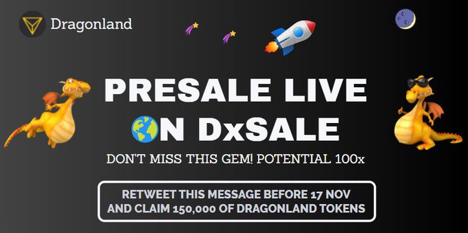 Crypto Auditorium (@cryptoauditorm1) on Twitter photo 💵 RETWEET & WIN 150,000 of #Dragonland tokens
(send screenshot with BSC address to info@dragonland.io)
👉 dxsale.app/app/v3/defipre…
👉 dragonland.io
#bitcoin #crypto #cryptomoonshots #bscgems #100xCoin #100xGem #100xGems #BSC #cryptocurrency x.com/messages/media… 💵 RETWEET & WIN 150,000 of #Dragonland tokens
(send screenshot with BSC address to info@dragonland.io)
👉 dxsale.app/app/v3/defipre…
👉 dragonland.io
#bitcoin #crypto #cryptomoonshots #bscgems #100xCoin #100xGem #100xGems #BSC #cryptocurrency x.com/messages/media…