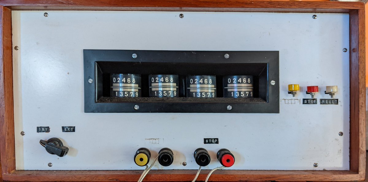 n1dq's tweet photo. The timer used back in the 60s to measure the offset between the BBC "pips" and an accurate pendulum clock. Used #dekatron tubes. Relied on the 50Hz mains to count in hundredths of a second. https://t.co/FF51HC2TC6