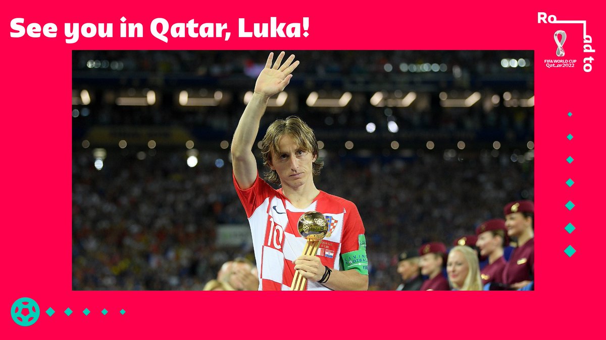 FIFAWorldCup's tweet photo. ⭐️ One of the sport's biggest stars is set to play on its biggest stage again! @lukamodric10, the adidas Golden Ball winner at the last #WorldCup, has helped Croatia qualify for Qatar 2022 🎉

@HNS_CFF | #WCQ https://t.co/4ug51zfRBd