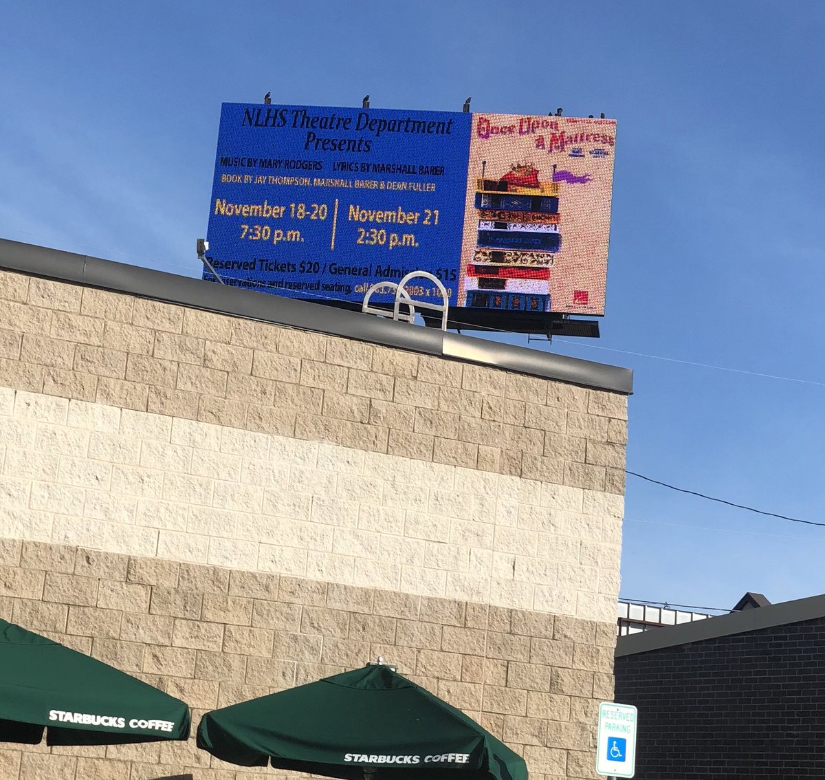 nlhstheatre's tweet photo. You know it’s going to be a good show when you are on the BIG BILLBOARDS! Thanks Discover Billboards for your continuous support of NL Theatre!! #getthosetickets https://t.co/fX0OzNcwmf
