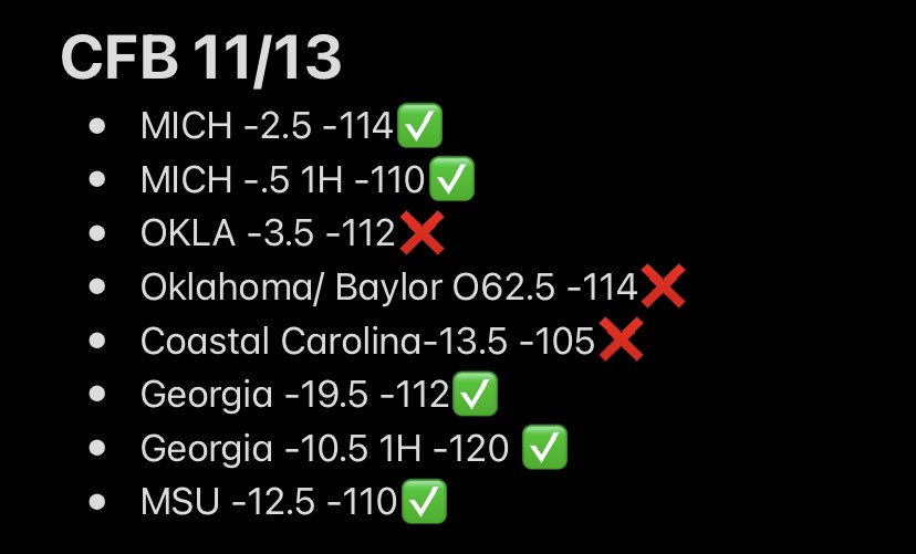 DRockSportsBETT's tweet image. 🏈CFB Recap 11/13🏈

CFB goes 5-3!

We have a full slate today!  NFL, NBA, and NCAAB! 

TODAY ONLY, buy 1 week of VIP for $10 (thats $5 off) &amp;amp; get 1 week free! DM me for info!

#TeamPicksCity @PicksCity #NFLPicks #CBBPicks #NBAPicks #GamblingTwitter 

pickscity.com/product/drocks…