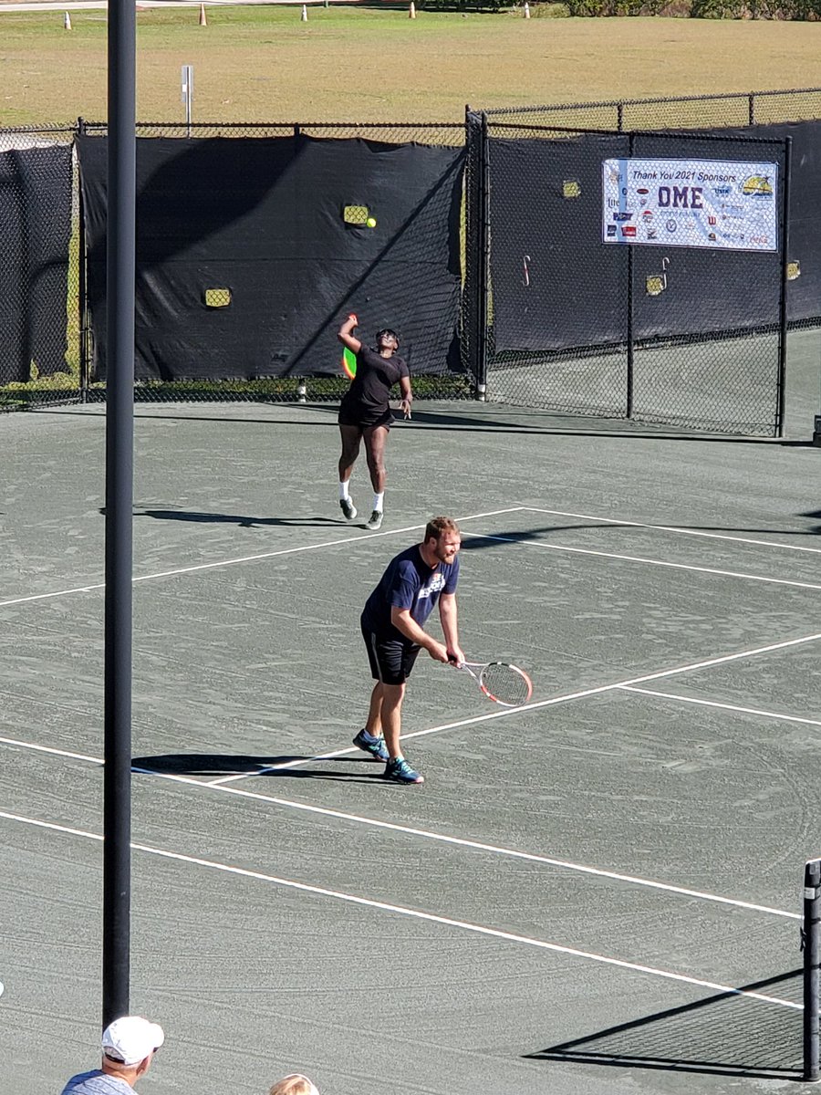 Great job to the local celebrities <a href="/ChipWile/">Chip Wile</a> from NASCAR, Mary McCoy from Derbyshire Kids program, John Hudson from Hudson Tennis Academy,  Damien Takx from Hilton Garden Inn, Daytona City Attorney Bob Jagger &amp; Jamie Seh from <a href="/news6wkmg/">News 6 WKMG</a> for great play in this morning's exhibition