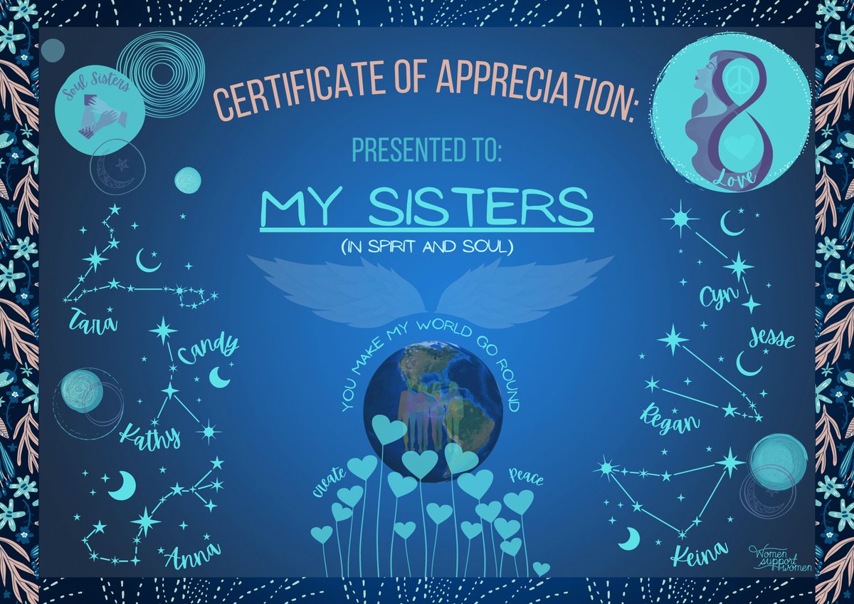 Sunflowers822's tweet photo. Thankful for my sisters in spirit and soul! We come from all walks of life, and the universe has brought us together. You accept me for who I am, and I ❤️ each and every one of you.  #CanvaDesignChallenge https://t.co/jhHSPj1kTp