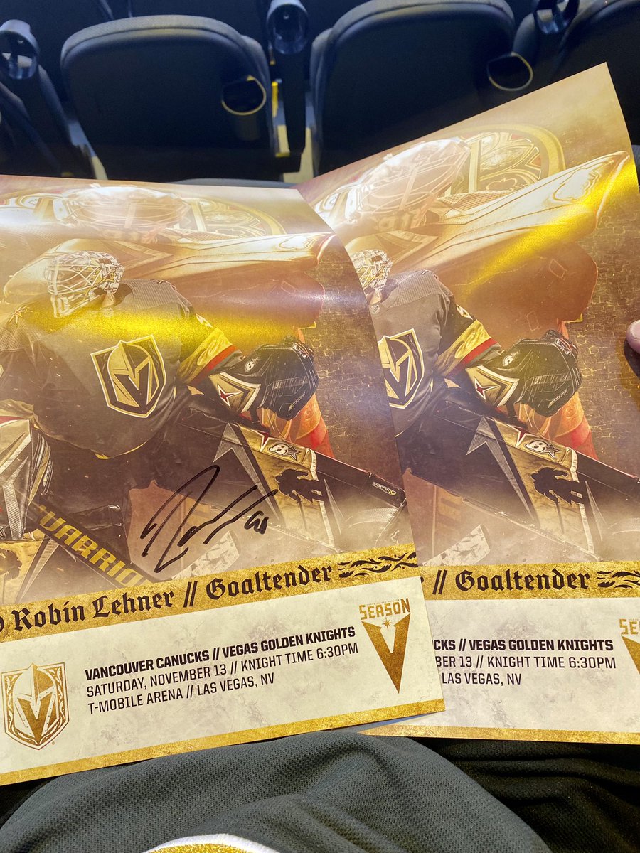 #GoKnightsGo  <a href="/RobinLehner/">Time is up. Not going alone. truth coming soon.</a>  VGK WINS 7-4 over Canucks  
#LittleMissEmilyLouise is proud of her favorite player signed poster- #Panda 
Thank you Robin for ALL you do on &amp; off the ice.🙏💕🏒😎👍 #LoveInLife