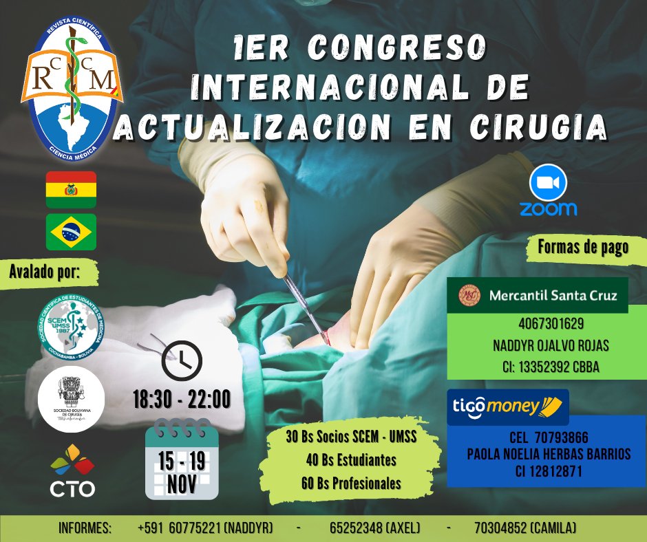 revcientcienmed's tweet photo. Formulario de Inscripción 📑:
https://t.co/299kXXqZT0 https://t.co/elTyOOkayV