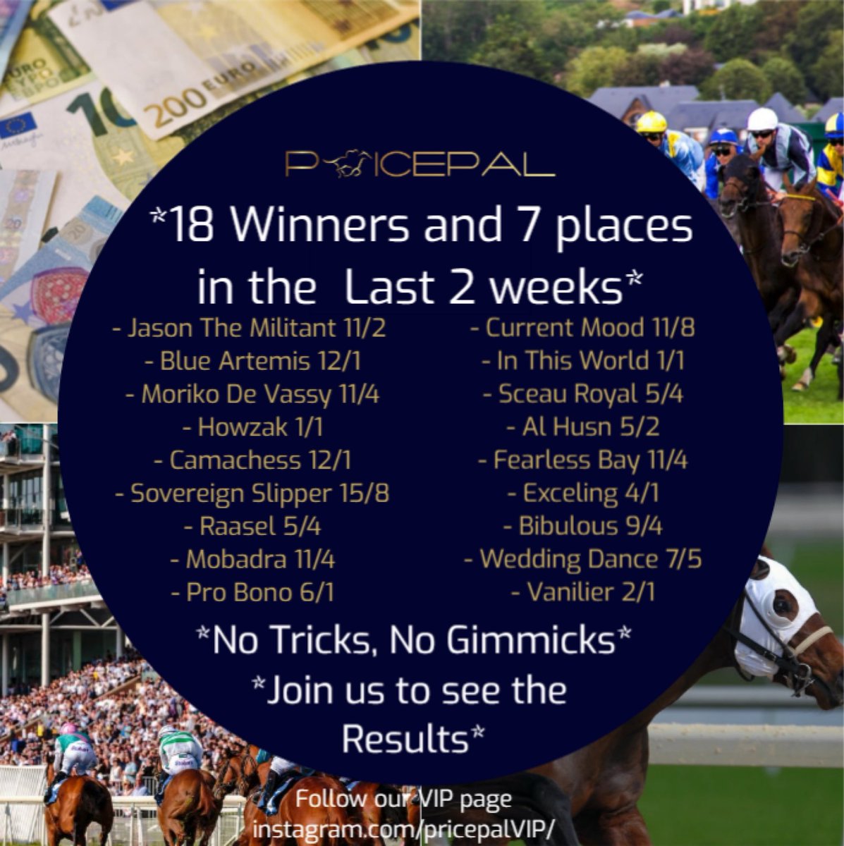 Pricepal_'s tweet photo. 💥💥18 winners in 2 weeks = 30 points profit💥💥192 points profit for 2021. That’s nearly €2k profit on €10 stake plan. Our VIP is totally free at the moment, join and see for yourself. Fully transparent, professional service.
https://t.co/gfNxVknRIN https://t.co/iVVbk4qi1X