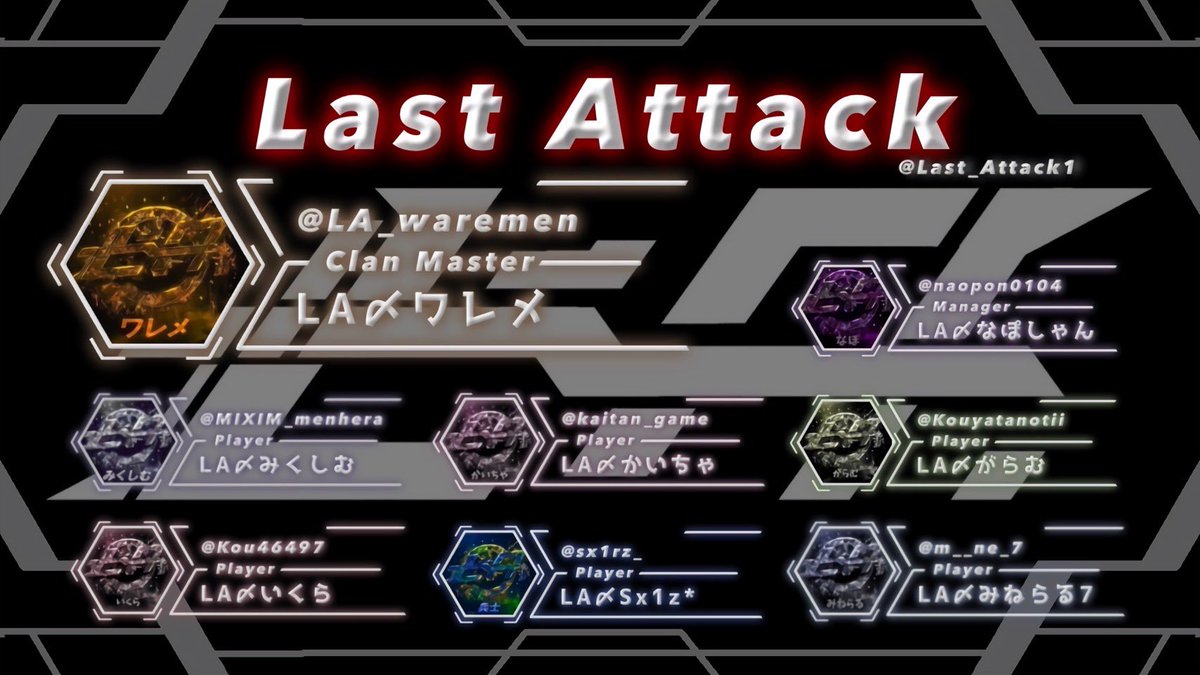 Last_Attack1's tweet photo. 《 Last Attack 》Member List.·˖*

⿻*.·記載以外の荒野名・Twitter IDはLA Memberではありません。

⿻*.·正式MemberはFollow欄のみ.·˖* https://t.co/buCg3U1mj5