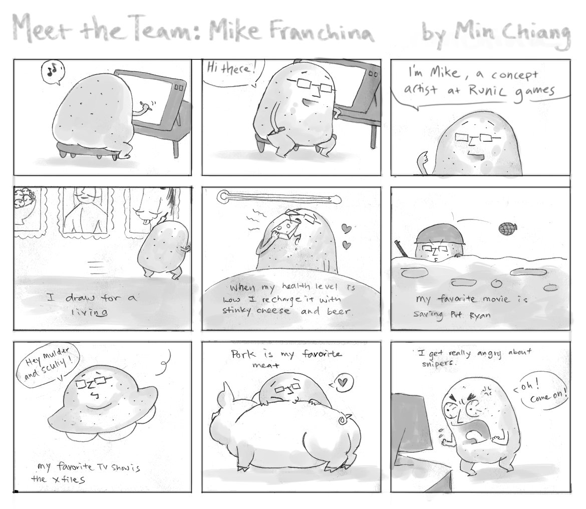 Back when i worked at runic ganes, they had a introduce the team thing on their blog, and my wife drew this comic for it. 