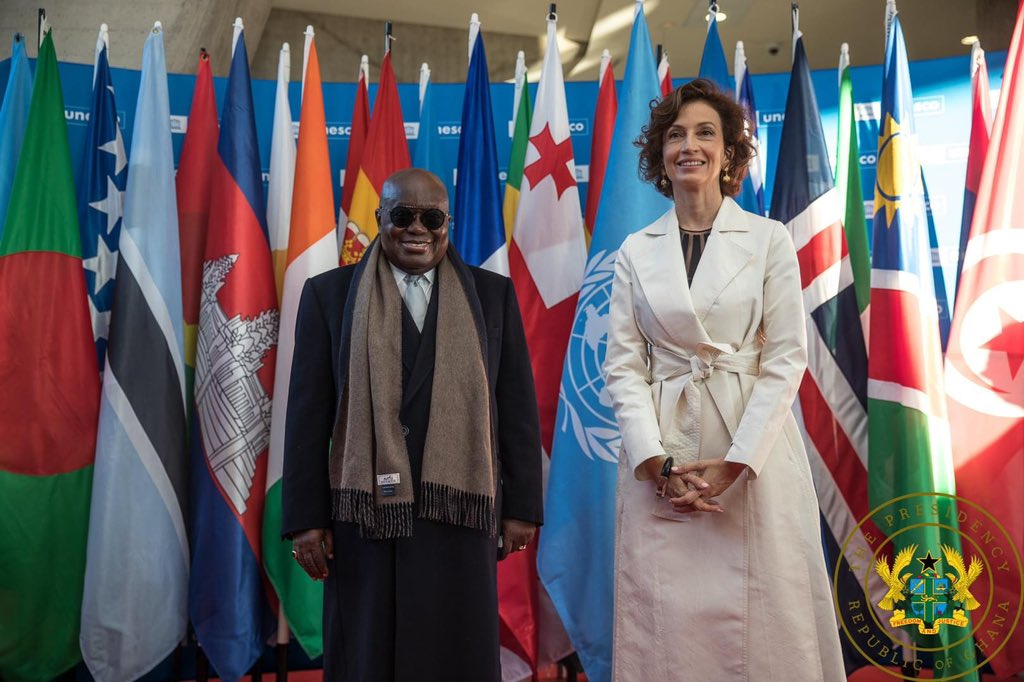 NAkufoAddo's tweet photo. On Friday, 12th November, I delivered a statement at the 75th anniversary ceremony of the founding of the United Nations Educational, Scientific and Cultural Organization (UNESCO), held in Paris, France. #UNESCO75 https://t.co/lratc42ay9