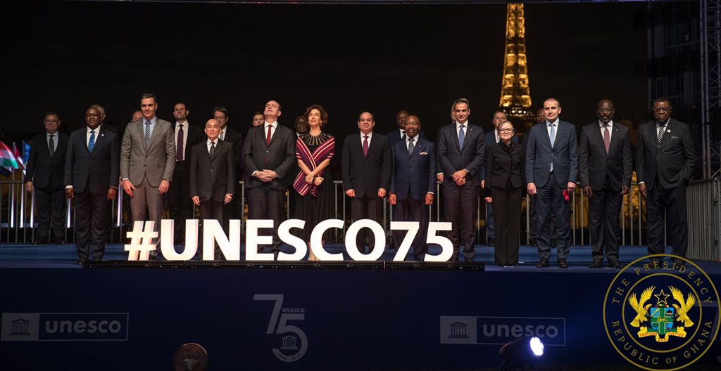 NAkufoAddo's tweet photo. On Friday, 12th November, I delivered a statement at the 75th anniversary ceremony of the founding of the United Nations Educational, Scientific and Cultural Organization (UNESCO), held in Paris, France. #UNESCO75 https://t.co/lratc42ay9